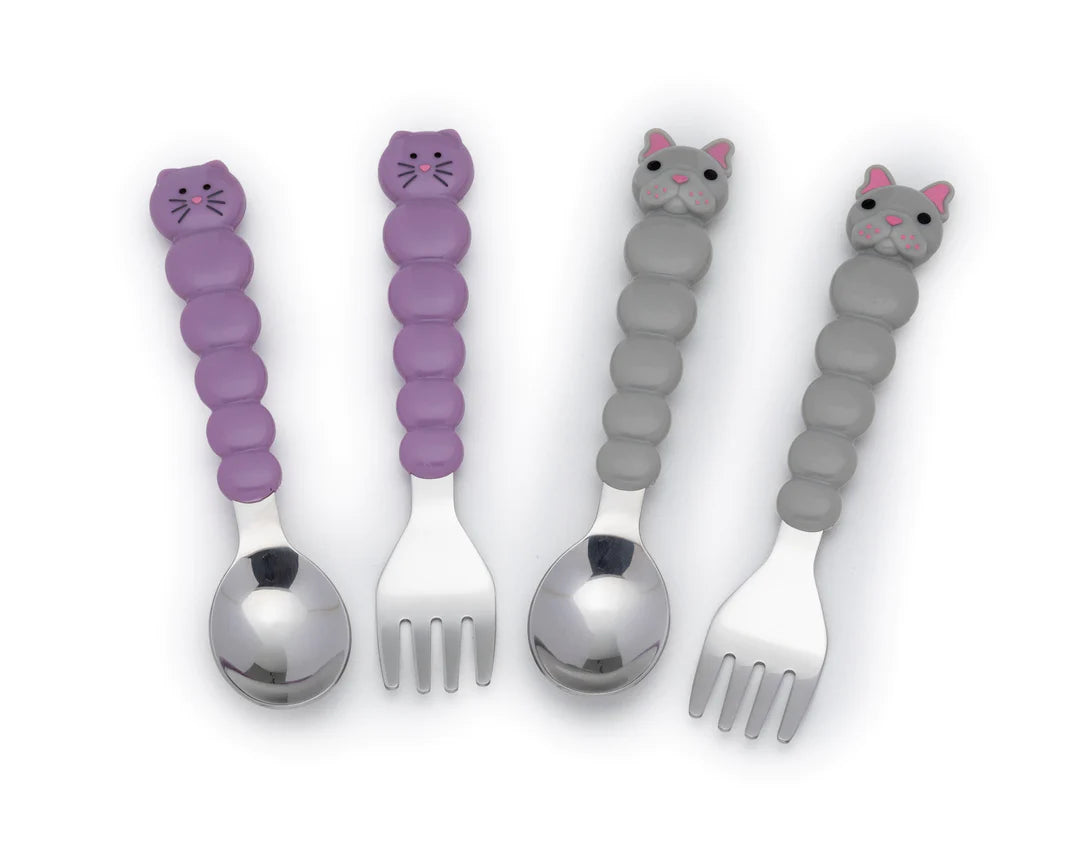 Set de 4 cubiertos diseño gato y bulldog - Melii