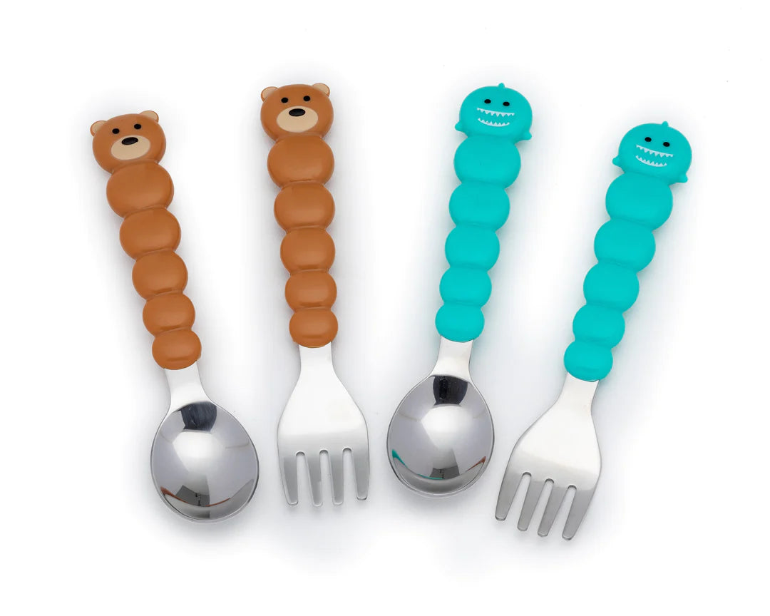 Set de 4 cubiertos diseño tiburón y oso - Melii
