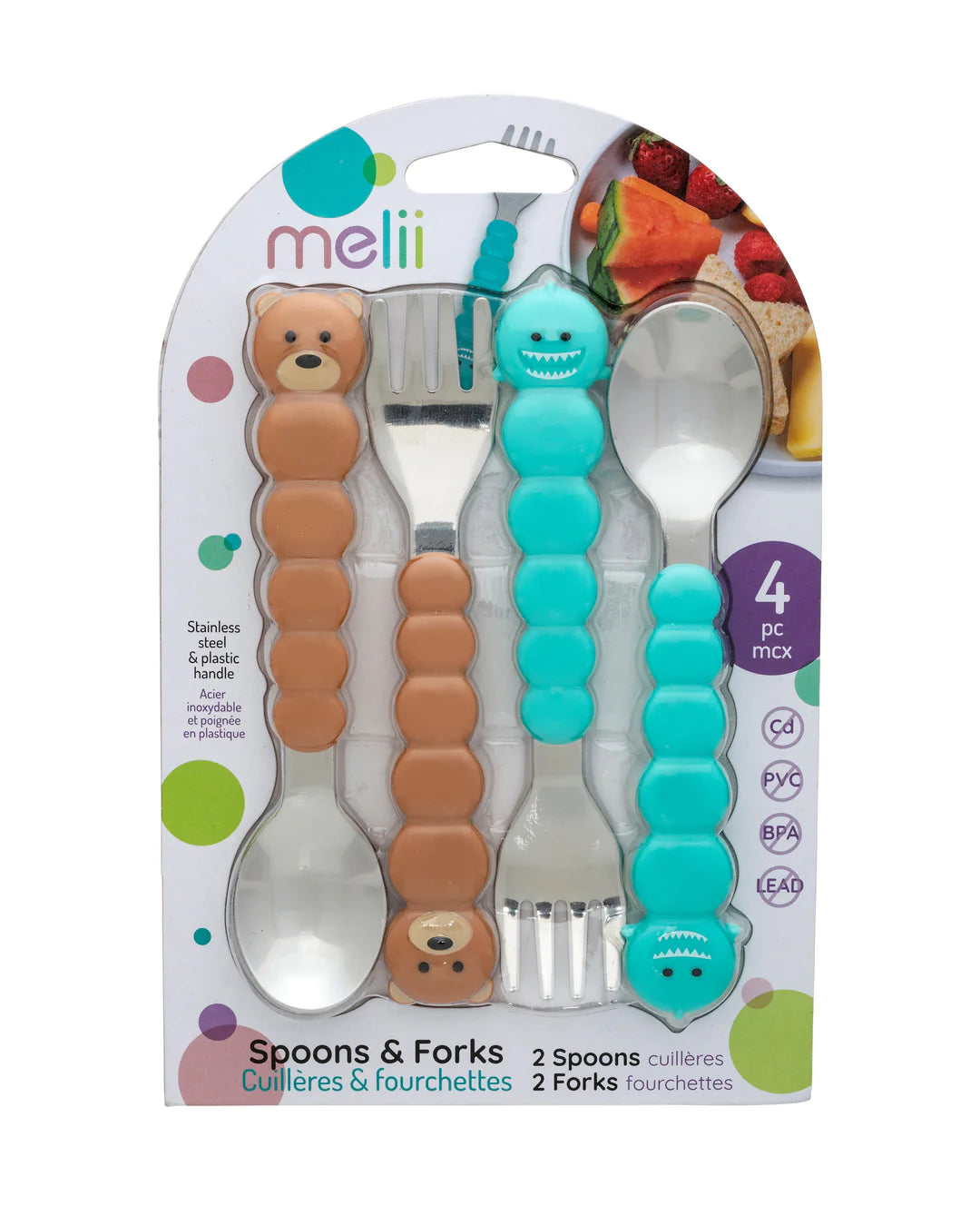 Set de 4 cubiertos diseño tiburón y oso - Melii