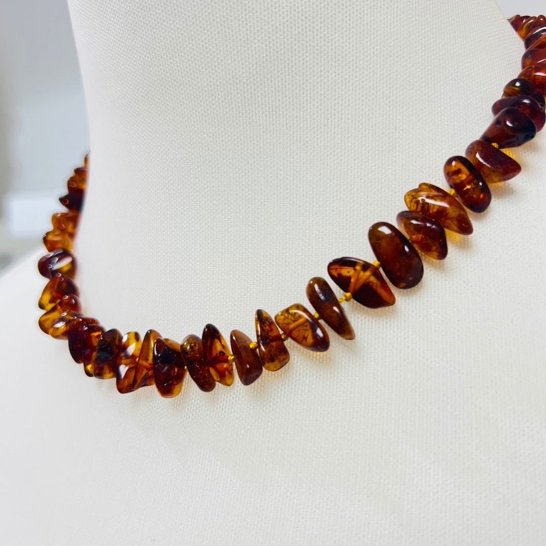 Collar de Ámbar Adulto Cognac Nuggets