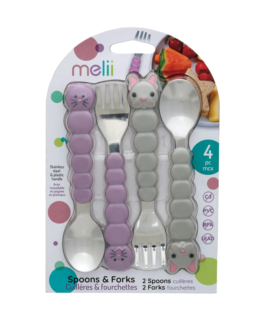 Set de 4 cubiertos diseño gato y bulldog - Melii