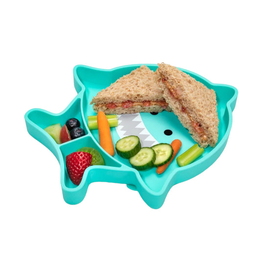 Plato de silicona con succión, diseño tiburón- Melii