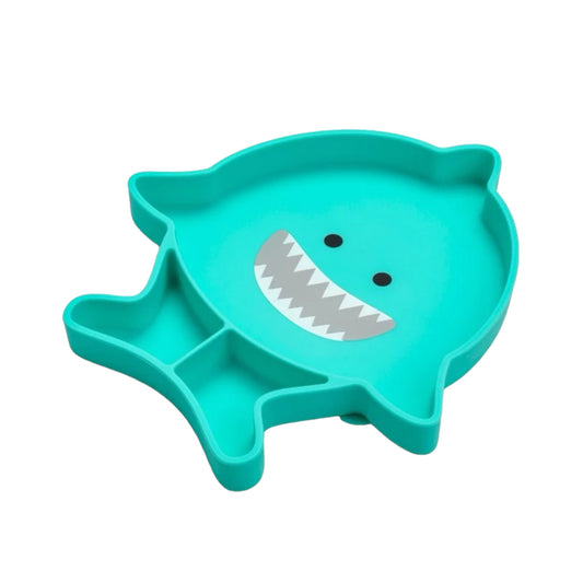Plato de silicona con succión, diseño tiburón- Melii