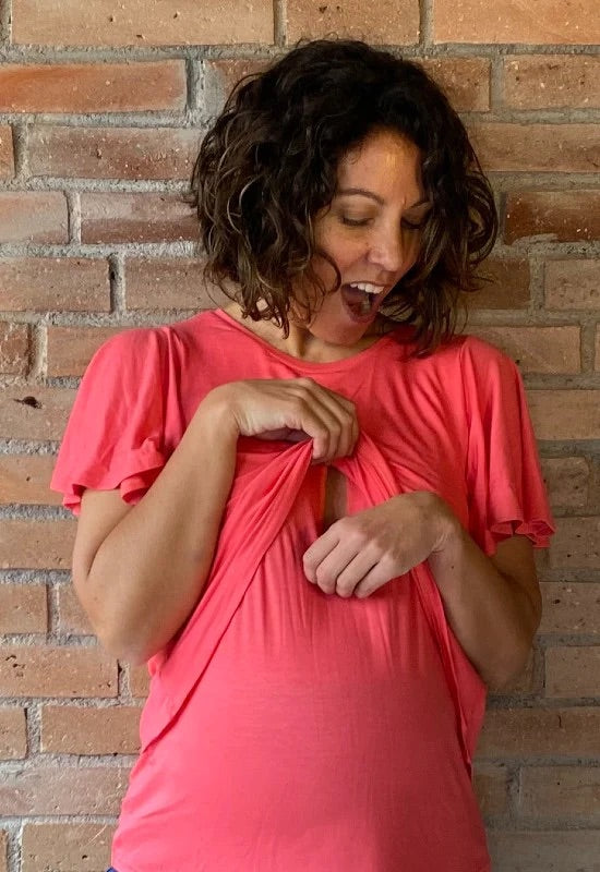 Polera Maternal Y Lactancia Pía Coral talla L