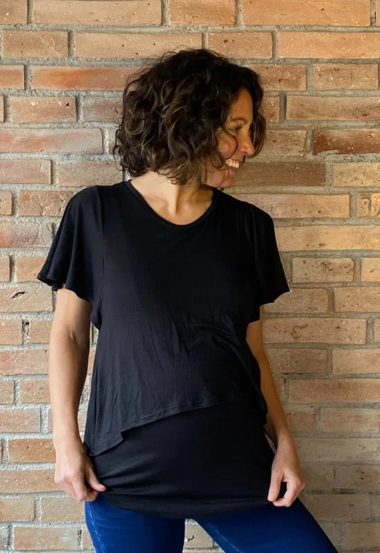 Polera Maternal y Lactancia Pía negro talla S