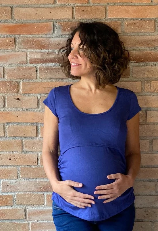 Polera Maternal Y Lactancia Carmen Azulino talla S