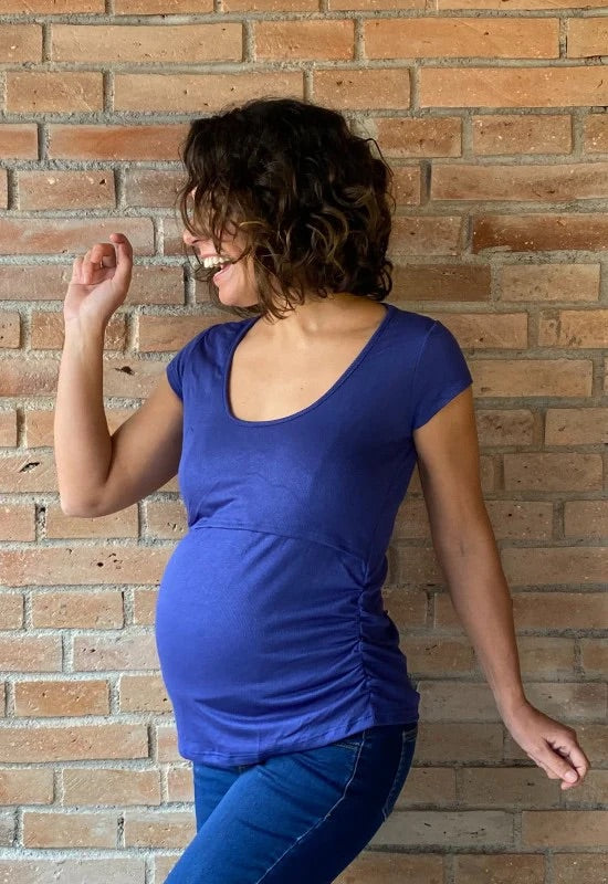 Polera Maternal Y Lactancia Carmen Azulino talla S