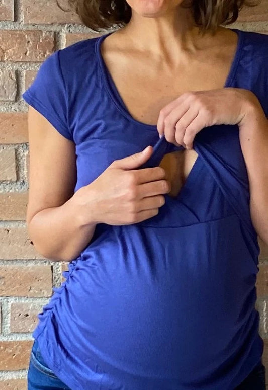 Polera Maternal Y Lactancia Carmen Azulino talla S