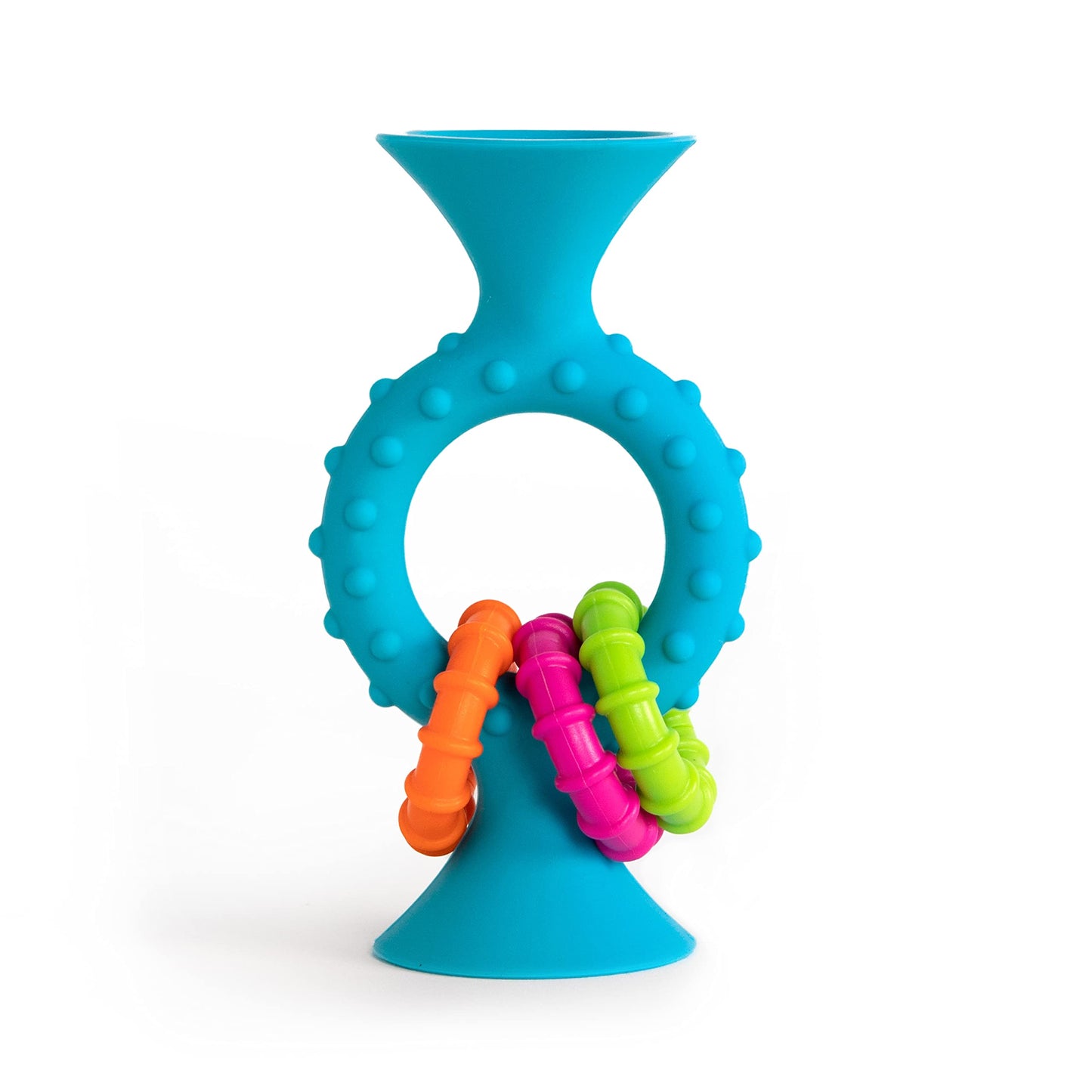 PipSquigz Loops, Mordedor y Sonajero sensorial Celeste - Fat Brain Toys