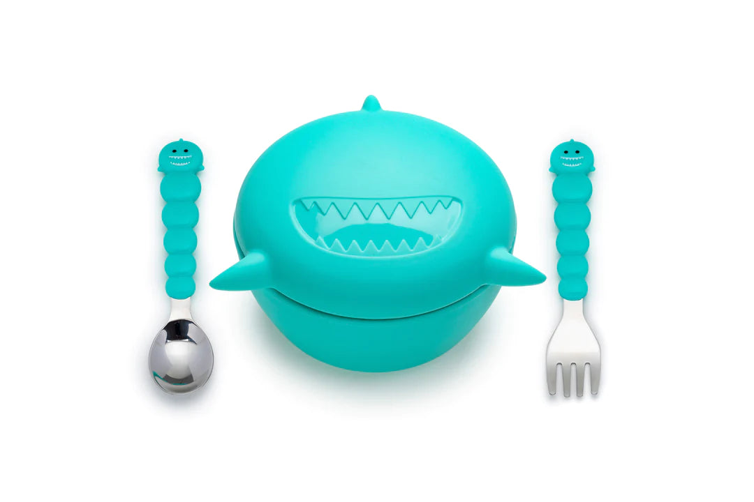 Bowl de silicona con cubiertos diseño tiburón - Melii