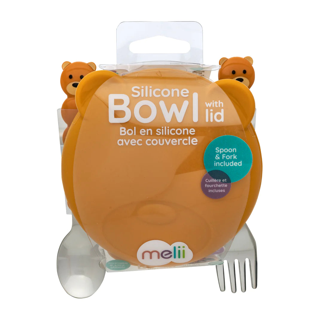 Bowl de silicona con cubiertos diseño oso - Melii
