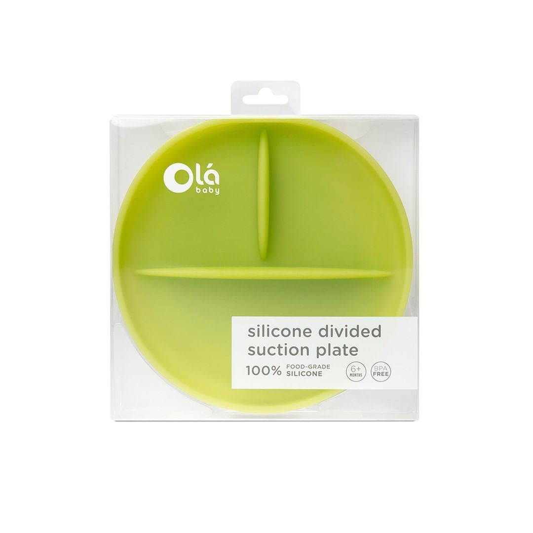 Plato con succión y divisiones color kiwi - Olababy