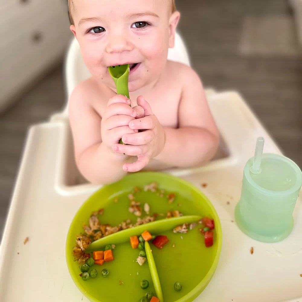 Plato con succión y divisiones color kiwi - Olababy