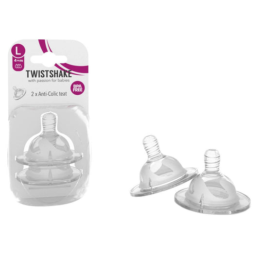 Pack 2 tetinas de silicona anticólico flujo normal +4M - Twistshake