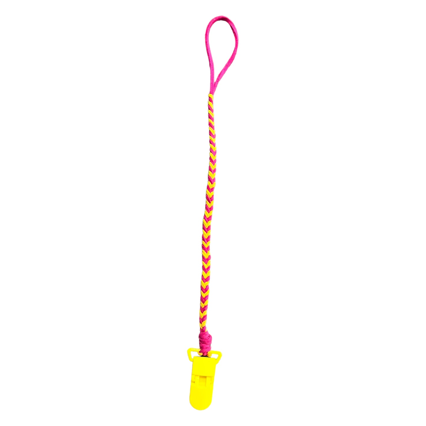 Portachupete trenzado amarillo-fucsia