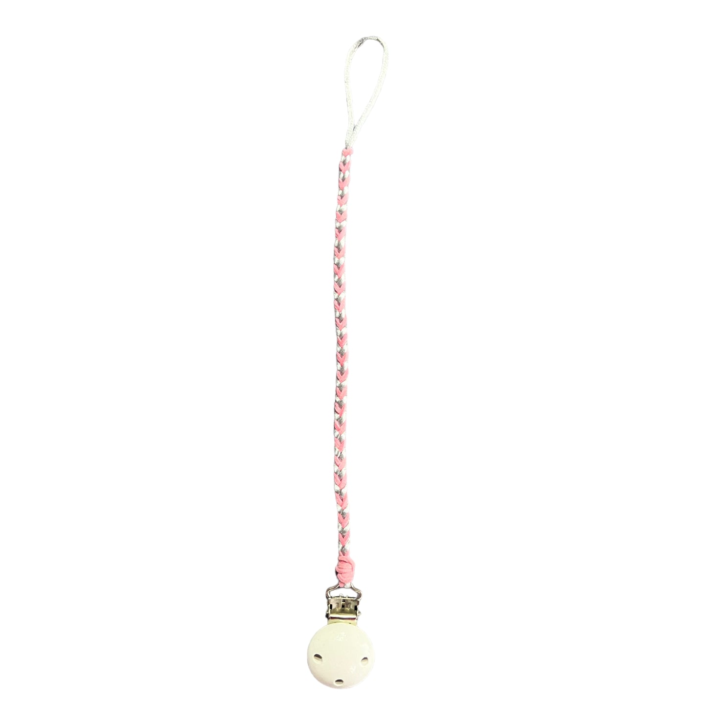 Portachupete trenzado rosado-gris