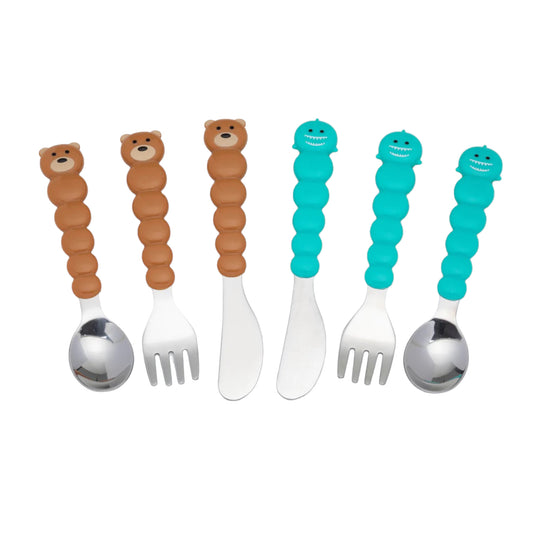 Set de 6 cubiertos diseño tiburón y oso - Melii