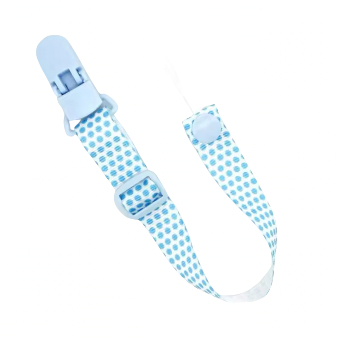 Portachupete ajustable Tela - Diseño Puntos celeste