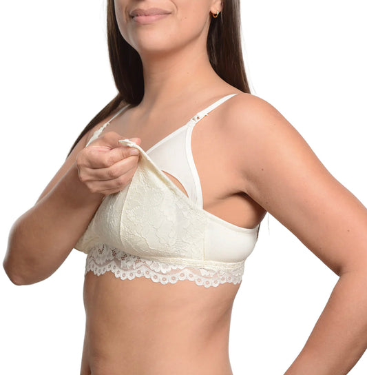 Sostén Lactancia encaje peto Blanco - talla L -Supermom
