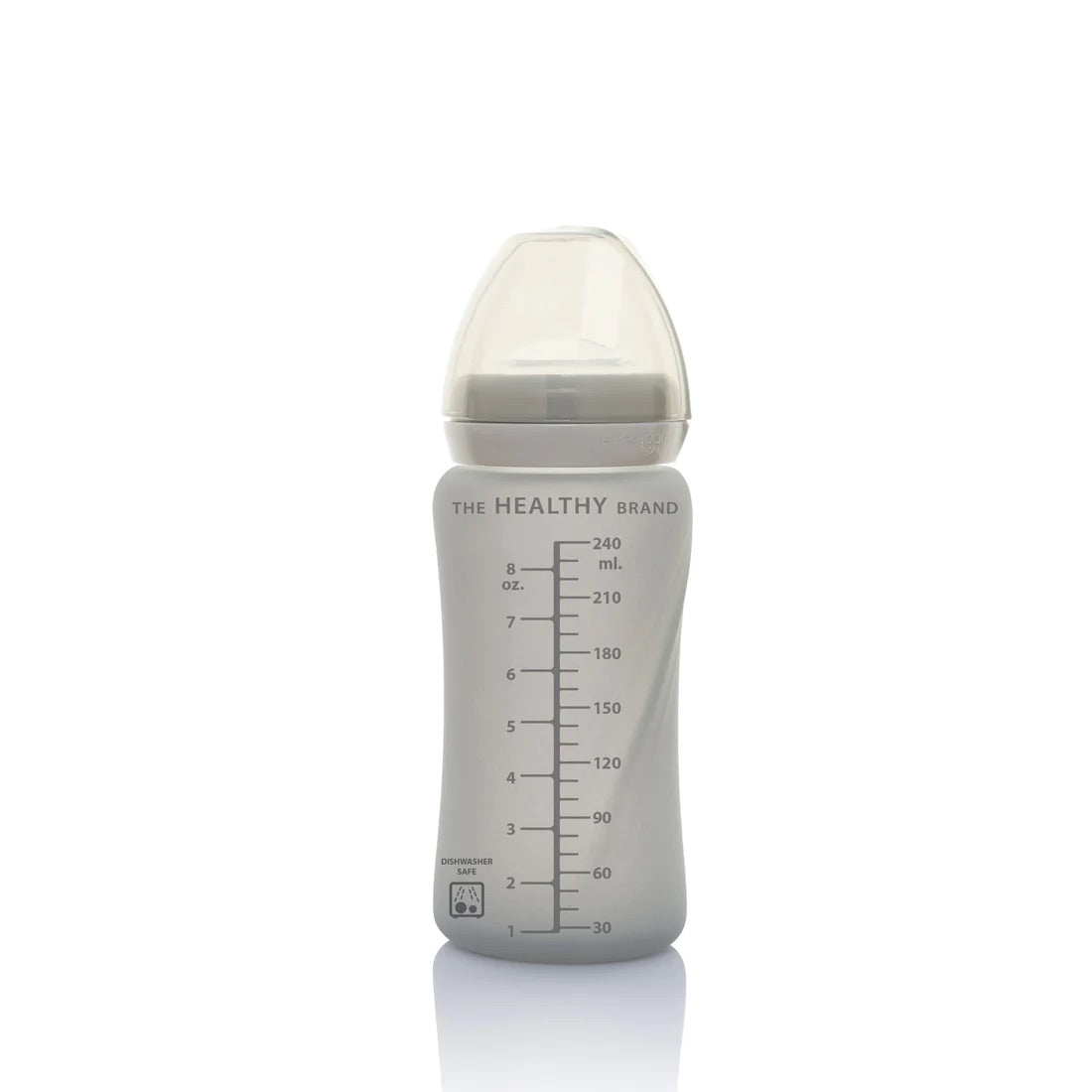 Mamadera de vidrio con bombilla, 240 ml, color gris Everyday Baby