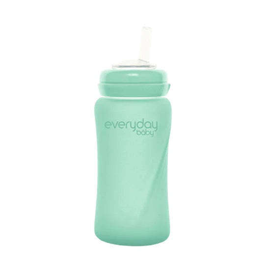 Mamadera de vidrio con bombilla, 240 ml, color gris Everyday Baby