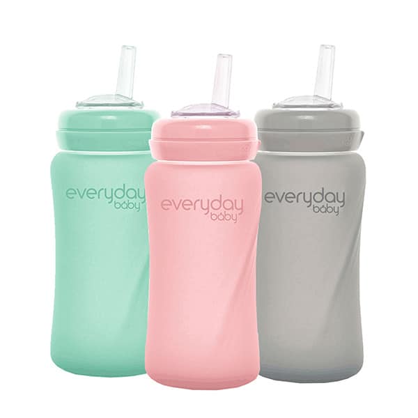 Mamadera de vidrio con bombilla, 240 ml, color gris Everyday Baby