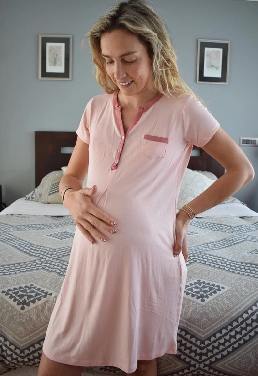 Camisa de Dormir Maternal y Lactancia Adriana Damasco