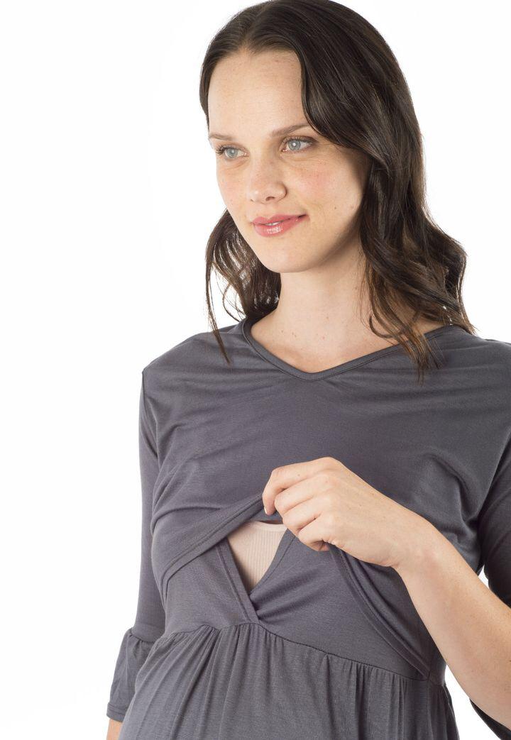 Vestido De Embarazo Y Lactancia Aurelia Gris Madremia Talla L