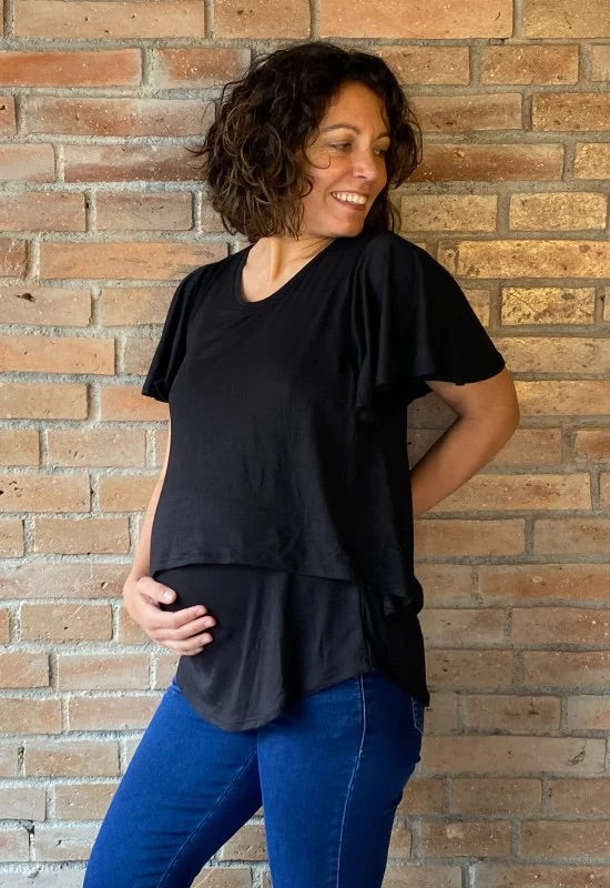 Polera Maternal y Lactancia Pía negro talla S