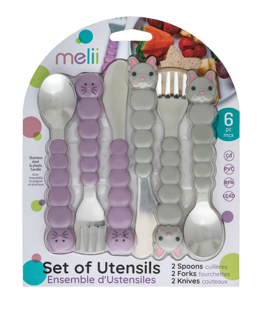 Set de 6 cubiertos diseño gato y bulldog - Melii