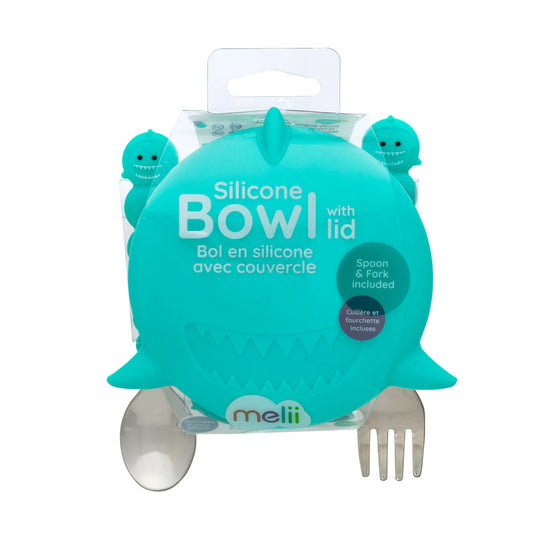 Bowl de silicona con cubiertos diseño tiburón - Melii