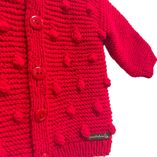 Chaleco tejido a mano 9-12 meses Rojo italiano - Espacio Materna