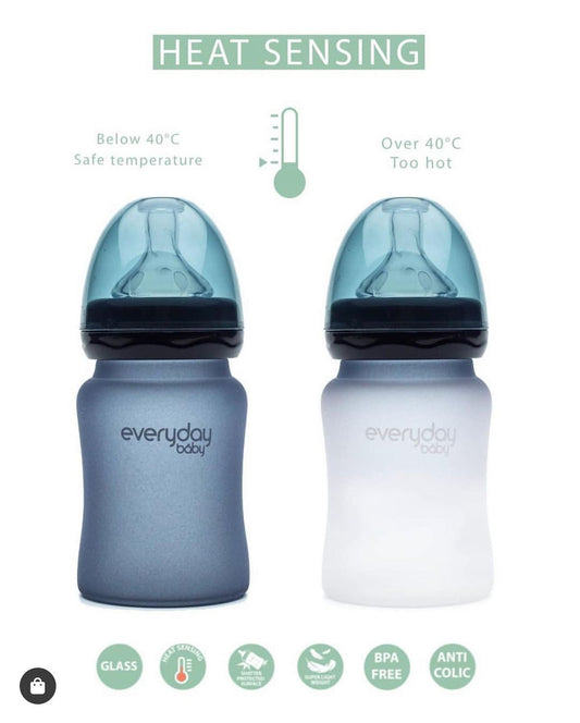 Mamadera termosensible de vidrio , 150 ml, color blueberry Everyday baby