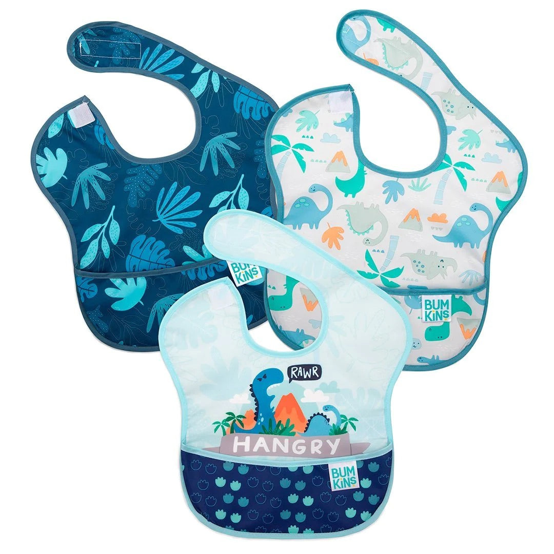 Babero super bib pack x3 dinosaurio - Bumkins