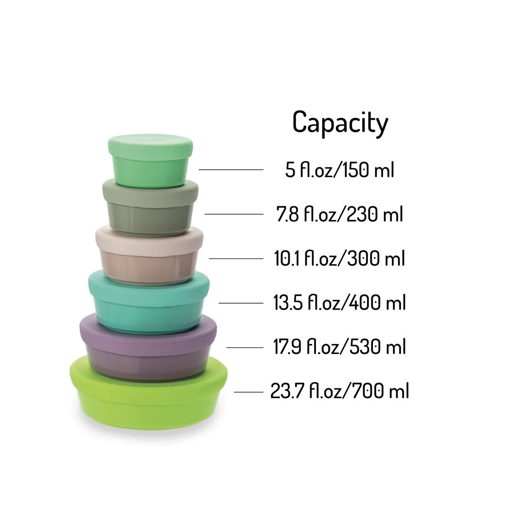 Pack 6 contenedores con tapa de silicona- Melii