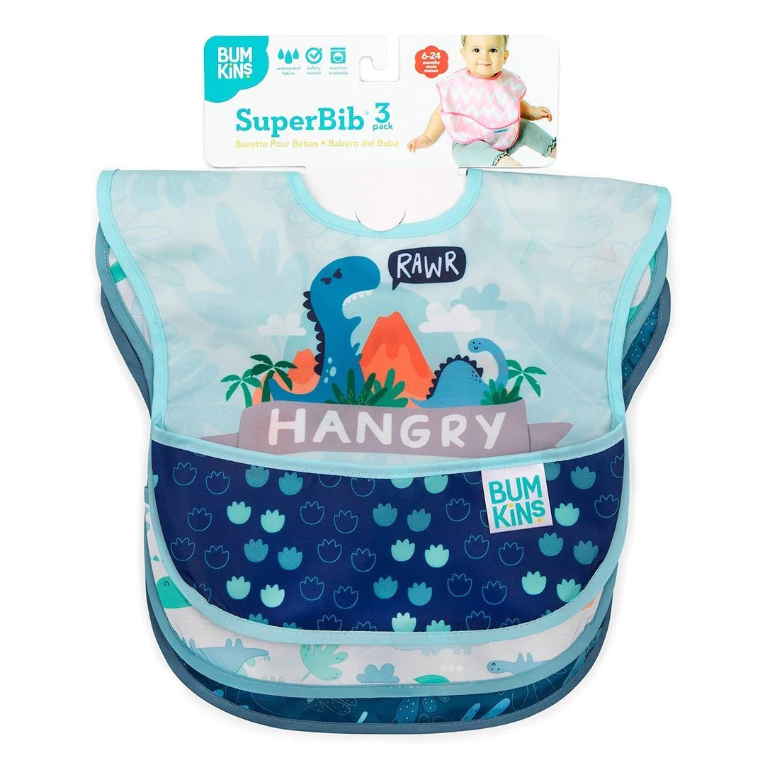 Babero super bib pack x3 dinosaurio - Bumkins